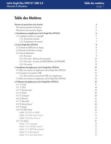 Manuel du propriétaire | LaCie DUPLI DISC DVD121 Manuel utilisateur | Fixfr