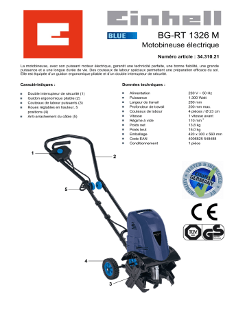 Manuel du propriétaire | EINHELL BG-RT 1326 M Manuel utilisateur | Fixfr