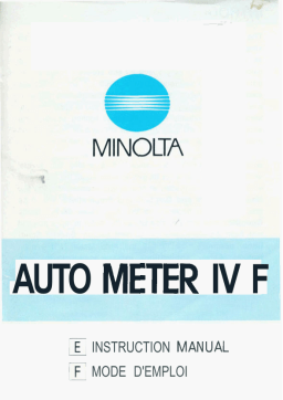 Minolta Auto Meter IV F Manuel utilisateur