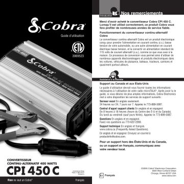 Manuel du propriétaire | Cobra CPI450C Manuel utilisateur | Fixfr