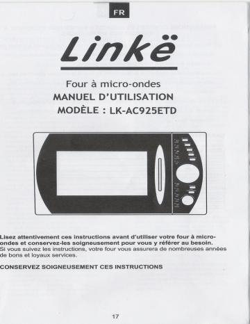 Manuel du propriétaire | LINKE LK-AC925ETD Manuel utilisateur | Fixfr
