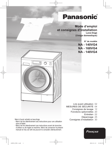 Manuel du propriétaire | Panasonic NA-148VG4 Manuel utilisateur | Fixfr
