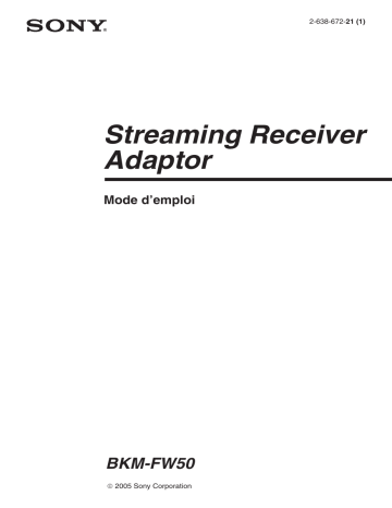 Manuel du propriétaire | Sony BKM-FW50 Manuel utilisateur | Fixfr