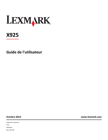 Manuel du propriétaire | Lexmark X746DEX748DE Manuel utilisateur | Fixfr