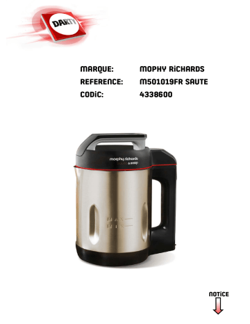 Manuel du propriétaire | Morphy Richards SAUTE M501019FR Manuel utilisateur | Fixfr