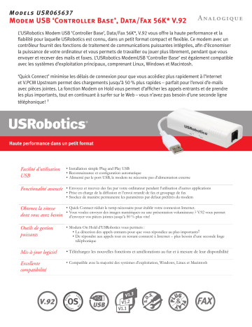 Manuel du propriétaire | US Robotics USR065637 Manuel utilisateur | Fixfr