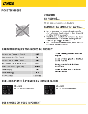 Manuel du propriétaire | Zanussi ZGL63ITN Manuel utilisateur | Fixfr