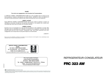 Manuel du propriétaire | Faure FRC323AW Manuel utilisateur | Fixfr