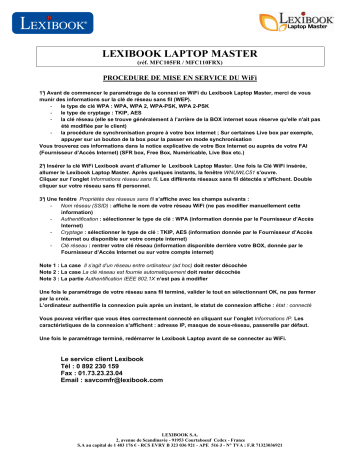 Manuel du propriétaire | Lexibook MFC110FRX Manuel utilisateur | Fixfr