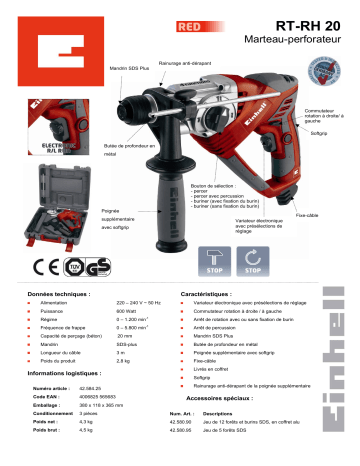 Manuel du propriétaire | EINHELL RT-RH 20 Manuel utilisateur | Fixfr