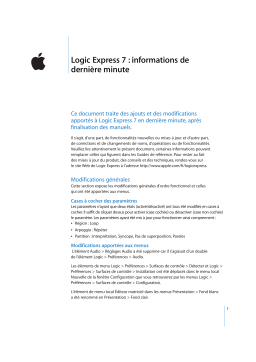 Apple Logic Express 7 Manuel utilisateur