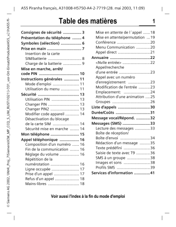 Manuel du propriétaire | Siemens A55 Manuel utilisateur | Fixfr