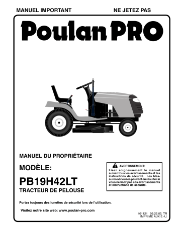 Manuel du propriétaire | Poulan PRO PB19H42LT Manuel utilisateur | Fixfr