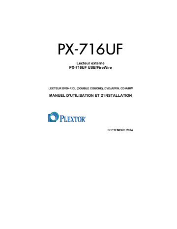 Manuel du propriétaire | Plextor PX-716UF Manuel utilisateur | Fixfr
