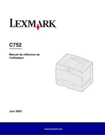 Manuel du propriétaire | Lexmark C752 Manuel utilisateur | Fixfr