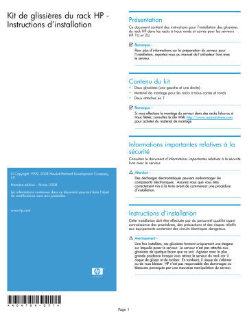 Manuel du propriétaire | HP PROLIANT DL185 G5 SERVER Manuel utilisateur | Fixfr