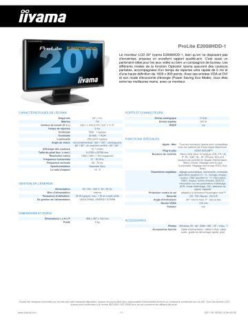 Manuel du propriétaire | iiyama PROLITE E2008HDD Manuel utilisateur | Fixfr