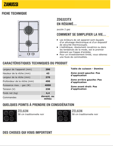 Manuel du propriétaire | Zanussi ZDG323TX Manuel utilisateur | Fixfr