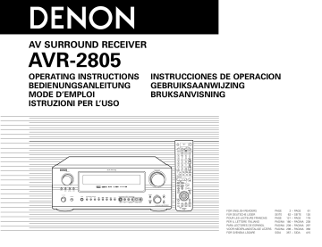 Manuel du propriétaire | Denon AVR-2805 Manuel utilisateur | Fixfr