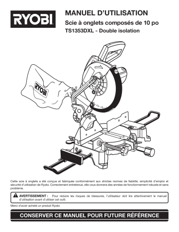 Manuel du propriétaire | Ryobi TS1353 Manuel utilisateur | Fixfr