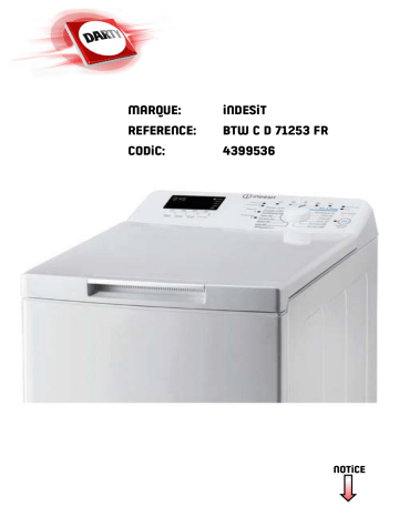 Manuel du propriétaire | Indesit BTWA71253 FRBTW A71253BTWCD 71253BTWE 71253P ITBWE 71253XWSS FR1 Manuel utilisateur | Fixfr