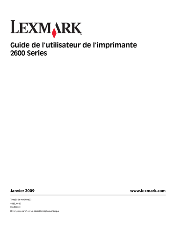 Manuel du propriétaire | Lexmark 2600 Manuel utilisateur | Fixfr