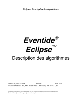 Eventide ECLIPSE ALGORITHMES Manuel utilisateur