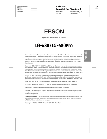 Manuel du propriétaire | Epson LQ-680 Manuel utilisateur | Fixfr