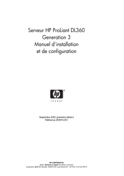 HP PROLIANT DL360 G3 SERVER Manuel utilisateur