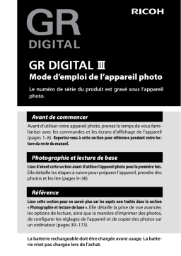 Ricoh GR III Manuel utilisateur