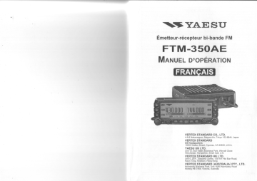 Manuel du propriétaire | YAESU FTM-350AE Manuel utilisateur | Fixfr