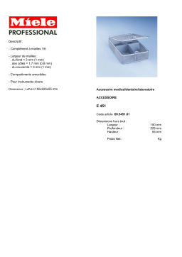 Miele E 451 DESCRIPTIF Manuel utilisateur