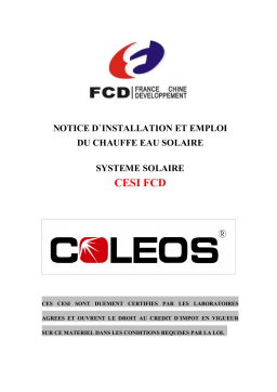 COLEOS CHAUFFE EAU SOLAIRE COLEOS CESI FCD Manuel utilisateur