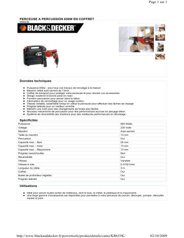 Manuel du propriétaire | Black & Decker KR653K Manuel utilisateur | Fixfr