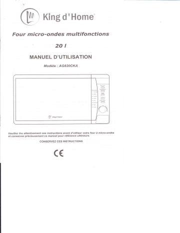 Manuel du propriétaire | KINGDHOME AG820CKA Manuel utilisateur | Fixfr