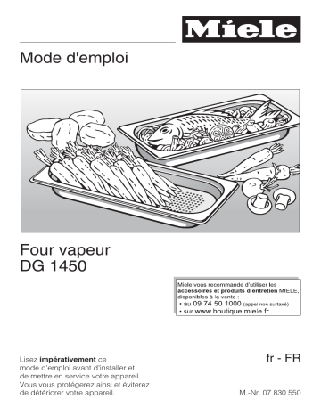 Manuel du propriétaire | Miele DG 1450 Manuel utilisateur | Fixfr