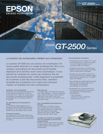 Manuel du propriétaire | Epson GT-2500GT-2500 PLUS Manuel utilisateur | Fixfr