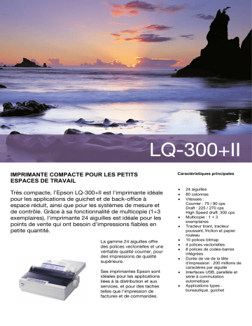 Manuel du propriétaire | Epson LQ-300+II Manuel utilisateur | Fixfr