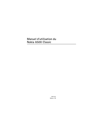 Manuel du propriétaire | Nokia 6500 classic Manuel utilisateur | Fixfr