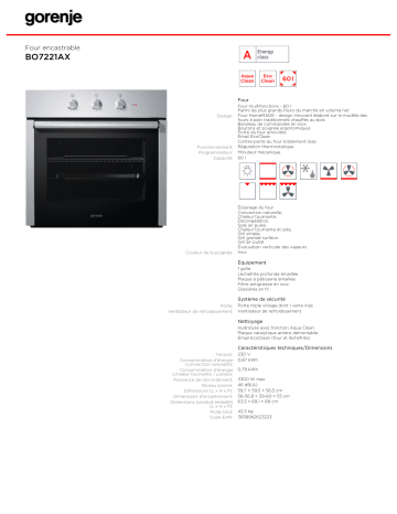 Manuel du propriétaire | Gorenje BO7221AX Manuel utilisateur | Fixfr