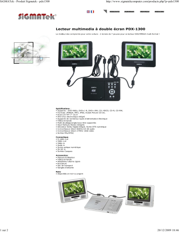 Manuel du propriétaire | SIGMATEK PDX-1300 DUAL Manuel utilisateur | Fixfr