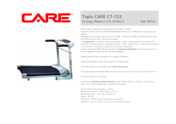 Manuel du propriétaire | CARE FITNESS CT-722 Manuel utilisateur | Fixfr