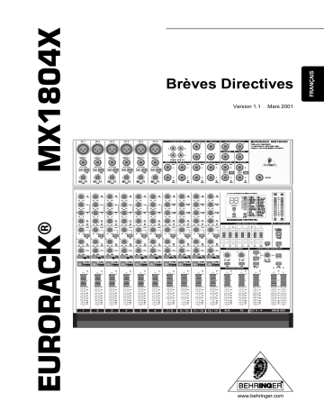 Manuel du propriétaire | Behringer MX1804X Manuel utilisateur | Fixfr