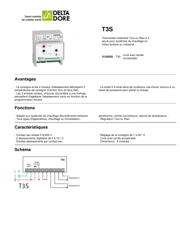 Manuel du propriétaire | DELTA DORE T3S Manuel utilisateur | Fixfr