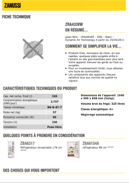 Zanussi ZRA433VW Manuel utilisateur