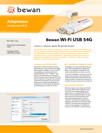 Manuel du propriétaire | Bewan BWIFI-USB54G Manuel utilisateur | Fixfr