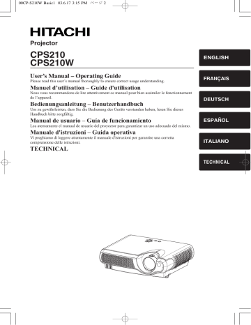 Manuel du propriétaire | Hitachi CP-S210W Manuel utilisateur | Fixfr