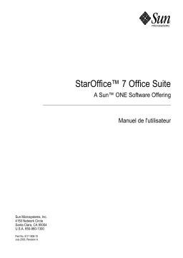 Sun STAROFFICE 7.0 OFFICE SUITE Manuel utilisateur