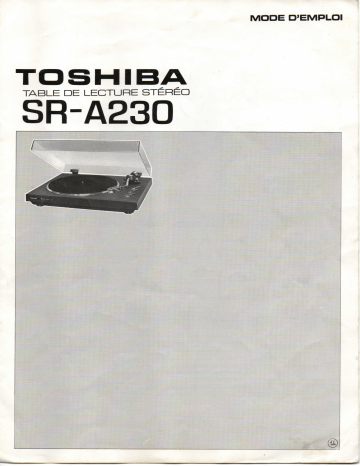 Manuel du propriétaire | Toshiba SR-A230 Manuel utilisateur | Fixfr