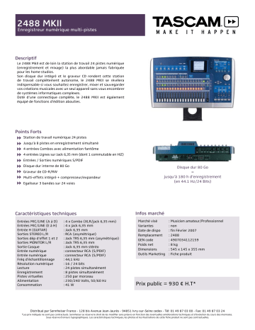 Manuel du propriétaire | Tascam 2488 MKII Manuel utilisateur | Fixfr